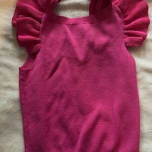 Pink Ruffled Sleeveless Top